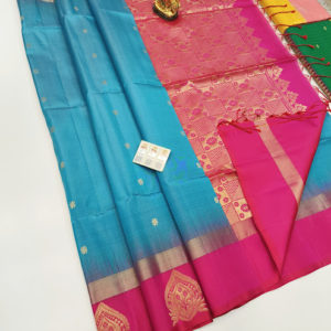 Beautiful Design Pure Soft Silks Saree Sky Blue Color w/ Blouse