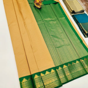 Trendy Design High Fancy Kanjivaram Silk Saree Mix Ivory Color w/ Blouse