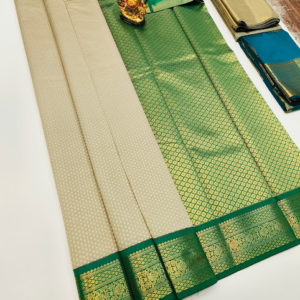 Unique Design High Fancy Kanjivaram Silk Saree Mix Gray Color w/ Blouse