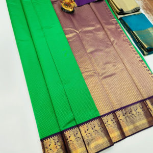 New Design High Fancy Kanjivaram Silk Saree Mix Green Color w/ Blouse