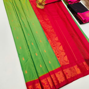 High Fancy Kanjivaram Silk Saree Mix Light Green Color w/ Blouse