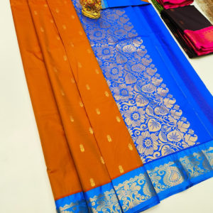 High Fancy Kanjivaram Silk Saree Mix Mustard Color w/ Blouse