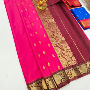 High Fancy Kanjivaram Silk Saree Mix Rose Color w/ Blouse