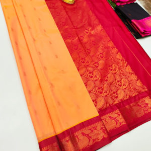 High Fancy Kanjivaram Silk Saree Mix Sandal Color w/ Blouse