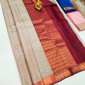 Trendy Design K.M.D Soft 75% Pure Silk Saree Cement Color w/ Blouse