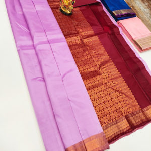 K.M.D Soft 75% Pure Silk Saree Lavender Color w/ Blouse