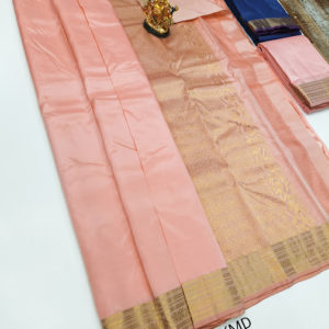 New Design K.M.D Soft 75% Pure Silk Saree Peach Color w/ Blouse