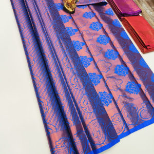 Kanchi Semi Silk Saree Blue Color w/ Blouse