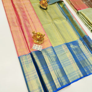 Latest Design Kanjivaram Pure Wedding Silk Saree Peach Color w/ Blouse