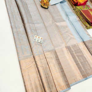 New Design Kanjivaram Pure Wedding Silk Saree Light Blue Color w/ Blouse