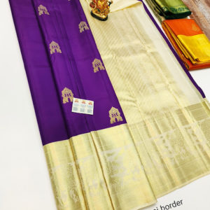 Pure Kanjivaram Fancy Silk Saree Purple Color w/ Blouse