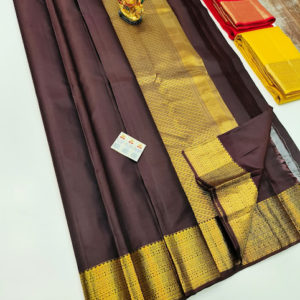 Trendy Design Pure Soft Silk Saree Dark Brown Color w/ Blouse