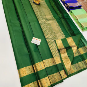 Latest Design Pure Soft Silk Saree Green Color w/ Blouse