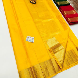 New Design Pure Soft Silk Saree Lemon Yellow Color w/ Blouse