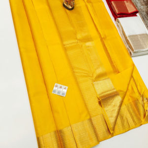 Pure Soft Silk Saree Lemon Yellow Color w/ Blouse