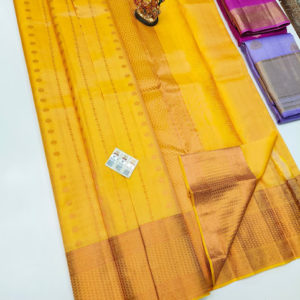 Latest Design Pure Soft Silk Saree Yellow Color w/ Blouse