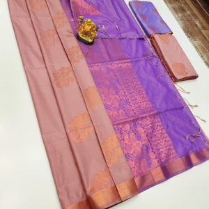 Unique Design Butta Mphoss Saree Peach Color w/ Blouse