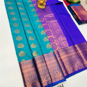 Trendy Design Butta Mphoss Saree Teal Blue Color w/ Blouse