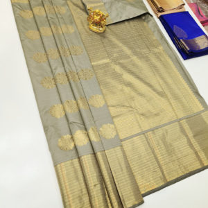 High Fancy Kanjivaram Silk Saree Mix Cement Color w/ Blouse