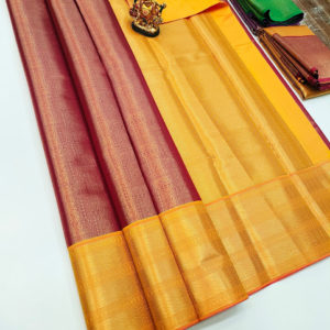 Kanchi Semi Silk Saree Apple Red Color w/ Blouse