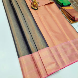Unique Design Kanchi Semi Silk Saree Black Color w/ Blouse