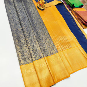 Mango Design Kanchi Semi Silk Saree Blue Color w/ Blouse