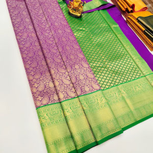 Mango Design Kanchi Semi Silk Saree Purple Color w/ Blouse