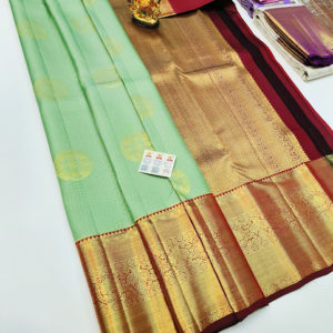 Trendy Design Kanjivaram Pure Wedding Silk Saree Pista Color w/ Blouse