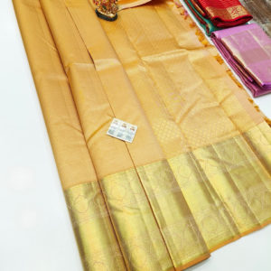 Beautiful Design Kanjivaram Pure Wedding Silk Saree Sandal Color w/ Blouse