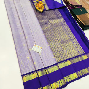 Latest Design Pure Kanjivaram Fancy Silk Saree Lavender Color w/ Blouse