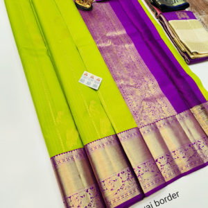 Bridal Girl Design Pure Kanjivaram Fancy Silk Saree Lemon Green Color w/ Blouse