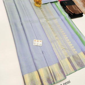 Pure Kanjivaram Fancy Silk Saree Light Blue Color w/ Blouse