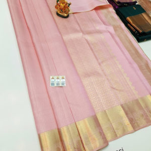 Unique Design Pure Kanjivaram Fancy Silk Saree Light Rose Color w/ Blouse