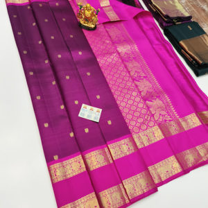 Latest Design Pure Kanjivaram Fancy Silk Saree Magenta Color w/ Blouse