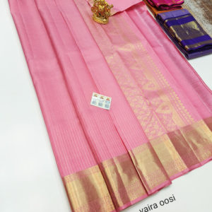 Pure Kanjivaram Fancy Silk Saree Rose Color w/ Blouse