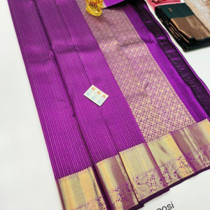 Pure Kanjivaram Fancy Silk Saree Violet Color w/ Blouse