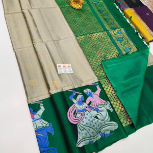 Latest Dancing Design Pure Soft Silk Saree Gray Color w/ Blouse