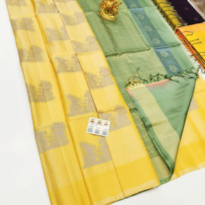 New Design Pure Soft Silk Saree Lemon Yellow Color w/ Blouse