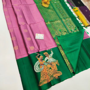Dancing Design Pure Soft Silk Saree Violet Color w/ Blouse