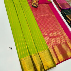 High Fancy Kanjivaram Silk Saree Mix Lemon Green Color w/ Blouse