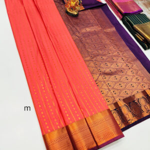 High Fancy Kanjivaram Silk Saree Mix Peach Color w/ Blouse