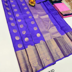 Circle Design K.M.D Soft 75% Pure Silk Saree Violet Color w/ Blouse