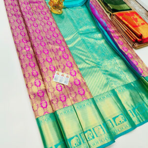 Latest Design Kanjivaram Pure Wedding Silk Saree Magenta Color w/ Blouse
