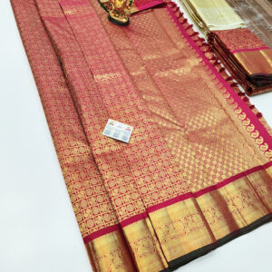 Traditional Design Kanjivaram Pure Wedding Silk Saree Pink Color w/ Blouse