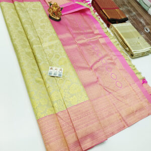 Kanjivaram Pure Wedding Silk Saree Pista Green Color w/ Blouse