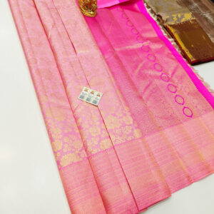 New Design Kanjivaram Pure Wedding Silk Saree Rose Color w/ Blouse