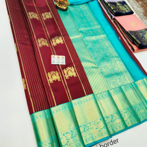 Unique Design Pure Kanjivaram Fancy Silk Saree Kumkum Red Color w/ Blouse