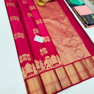 Traditional Design Pure Kanjivaram Fancy Silk Saree Pink Color w/ Blouse