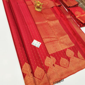 Unique New Design Pure Kanjivaram Fancy Silk Saree Red Color w/ Blouse
