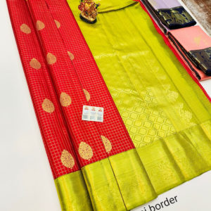 Pure Kanjivaram Fancy Silk Saree Red Color w/ Blouse